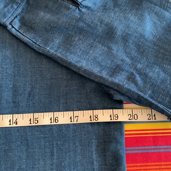 Chambray Denim Peplum Shirt Approx Sz M - Picture 9 of 11